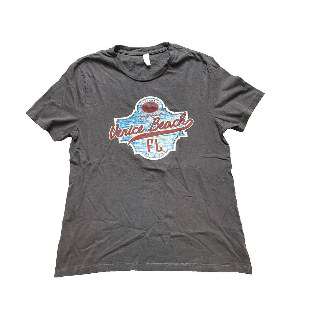 VTG Venice Beach Shirt‎ Adult Medium Gray Single Stitch Gulf Coast Nautical Mens